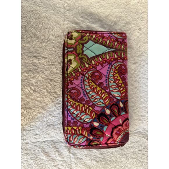 Vera Bradley Handbags - Vera Bradley Pink and Purple Paisley Zipper Wallet
